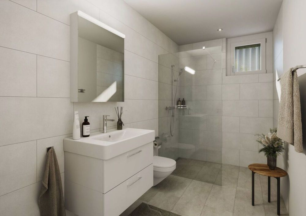 Neubauprojekt in ruhigem Quartier in Aarau Rohr - Badezimmer mit Fenster