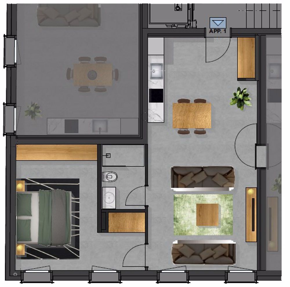 Moderno appartamento ammobiliato (n. 1) di 2.5 locali a Bellinzona - Bild 2