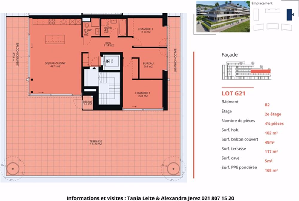 Luxuriöse 4,5 Eckzimmer von 168m2 mit Terrasse von 117m2 im 2. Stock - Bild 1