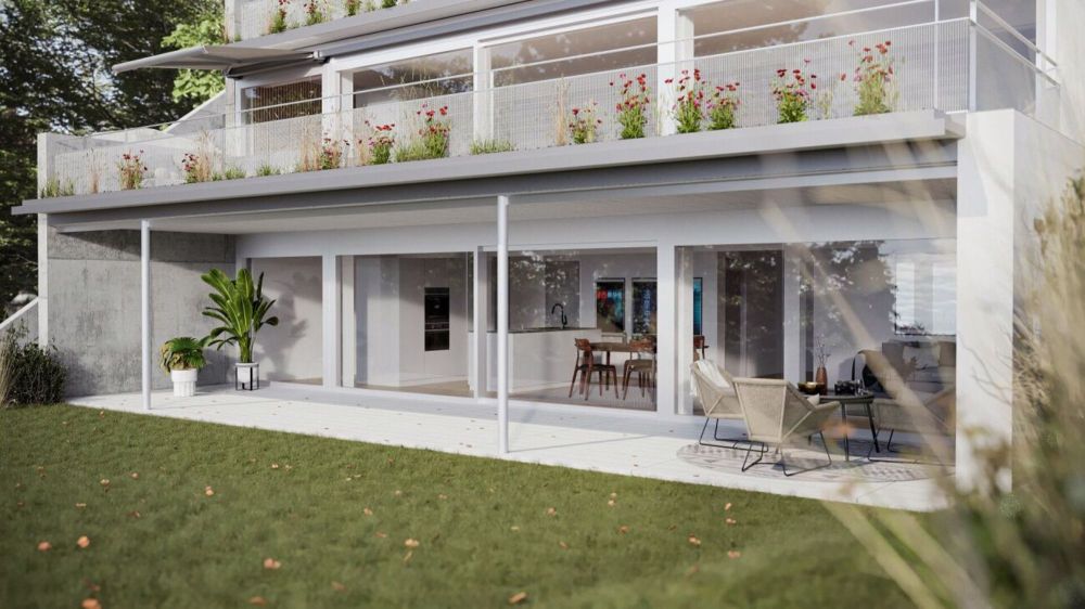 Letzte Chance: Exklusive Neubauwohnungen mit flexiblen Grundrissen und grossen Terrassen - Sicht auf Erdgeschosswohnung