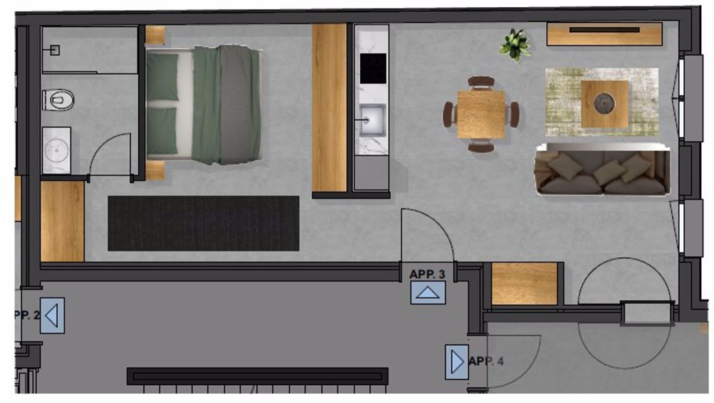 Moderno appartamento ammobiliato (n. 3) di 2.5 locali a Bellinzona - Bild 2