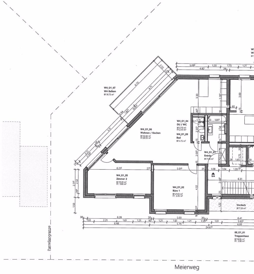 3.5-Zimmer-Etagenwohnung (W4 / 1. OG), Balkon, mit eigenem Gartenant. - W4 Grundrissplan