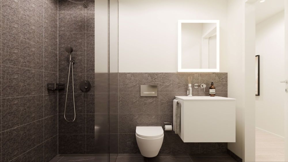 4.5 Zimmer-Attikawohnungen mit Weitsicht über Oerlikon - Badezimmer mit stufenloser Dusche