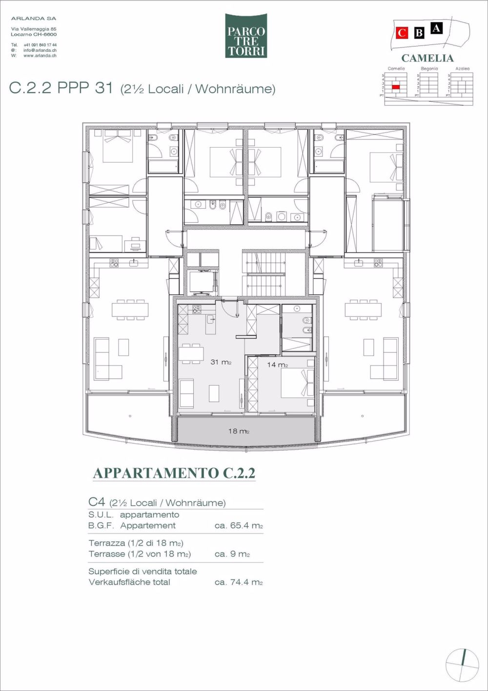 Tranquillo appartamento 2.5 locali C.2.2 n° 31 - Bild 5
