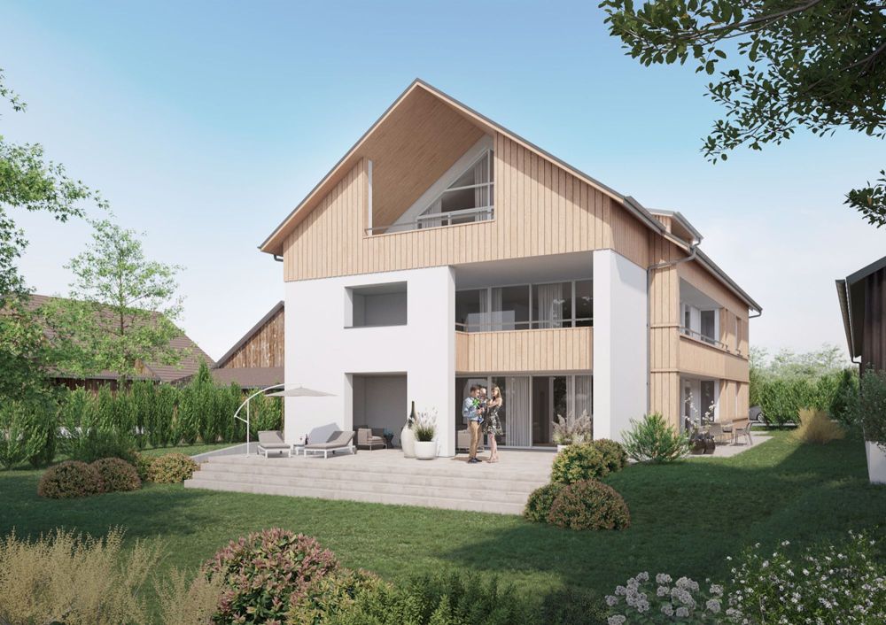Einzigartige und grosszügige Dachgeschosswohnung im Underdorf - Ansicht Garten
