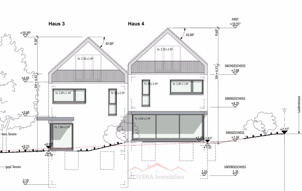 Modernes Neuebauprojekt: Doppeleinfamilienhäuser in 4254 Kleinlützel, - Fassade hinter haus