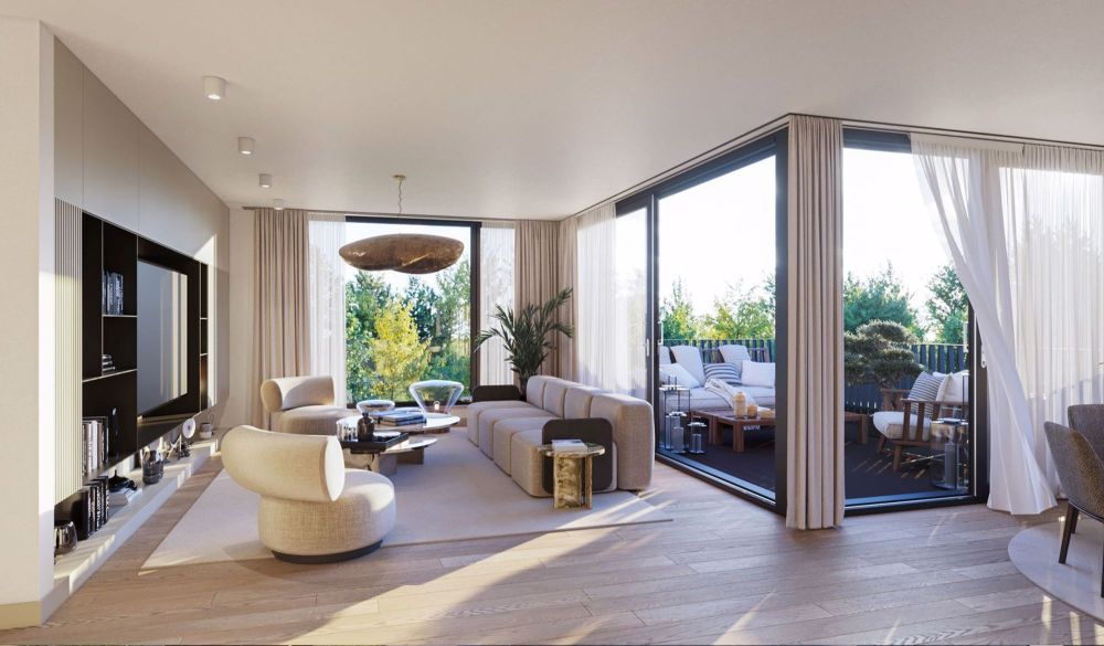 *Rohbau vollendet* Falcon: High-end Eleganz mit Terrasse und Balkonen - Walde Immobilien AG