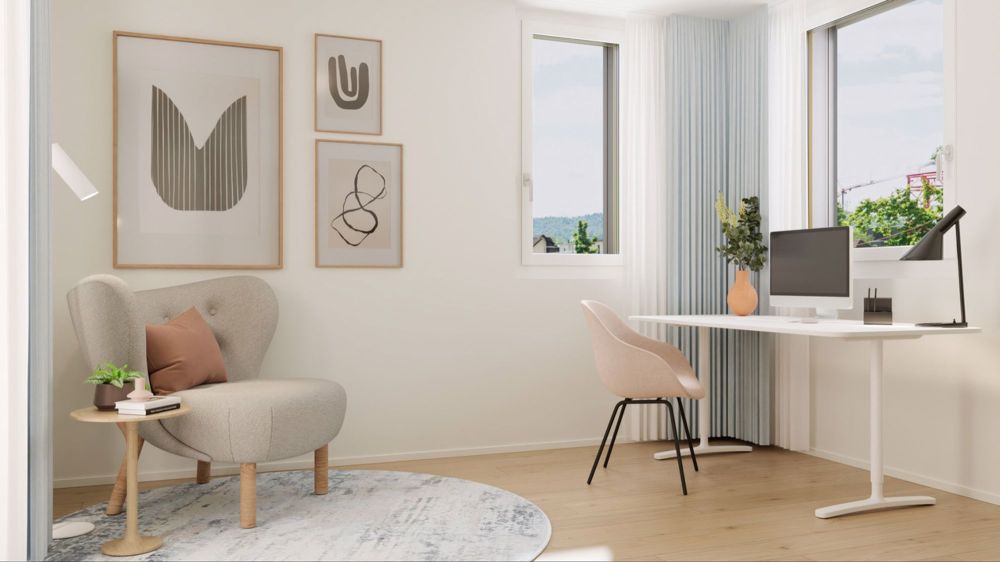 Hochwertige 3.5 Zimmerwohnung mit zwei Badezimmer und zwei Loggien - Büro / Gästezimmer