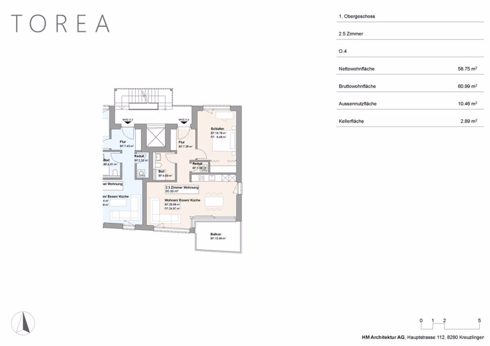 TOREA - 2.5 Zimmer Wohnungen für Singles und Paare - Grundriss O.4