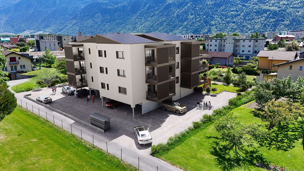 Très joli 2.5 pièces à vendre à Martigny (Lot 201) - Vue 3D - Façades Nord et Ouest
