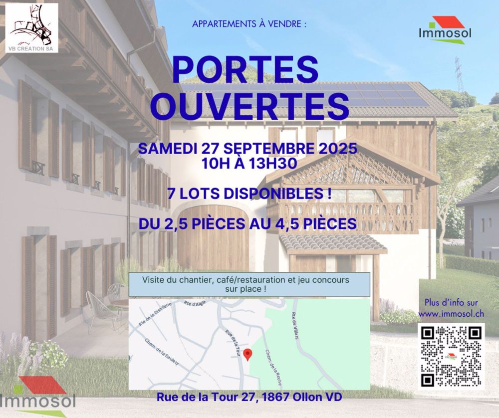 Ollon - Neues 3.5-Zimmer-Apartment mit Garten - Immosol | Ollon | Portes Ouvertes