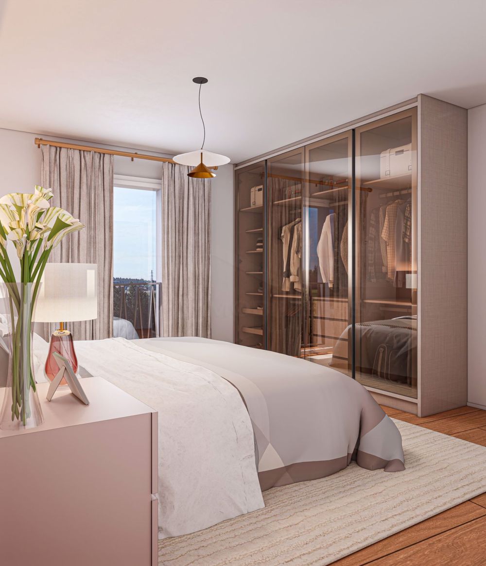 Appartement 2.5 pièces au sommet de l'immeuble ! - Chambre à coucher - Image non contractuelle
