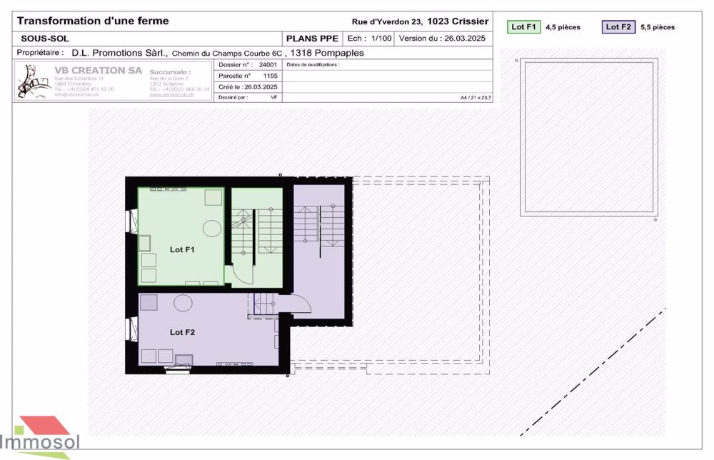 Crissier - Maison Jumelle de 4.5 Pièces avec Jardin - Crissier | Maison Jumelle F1 | Plan Sous-sol