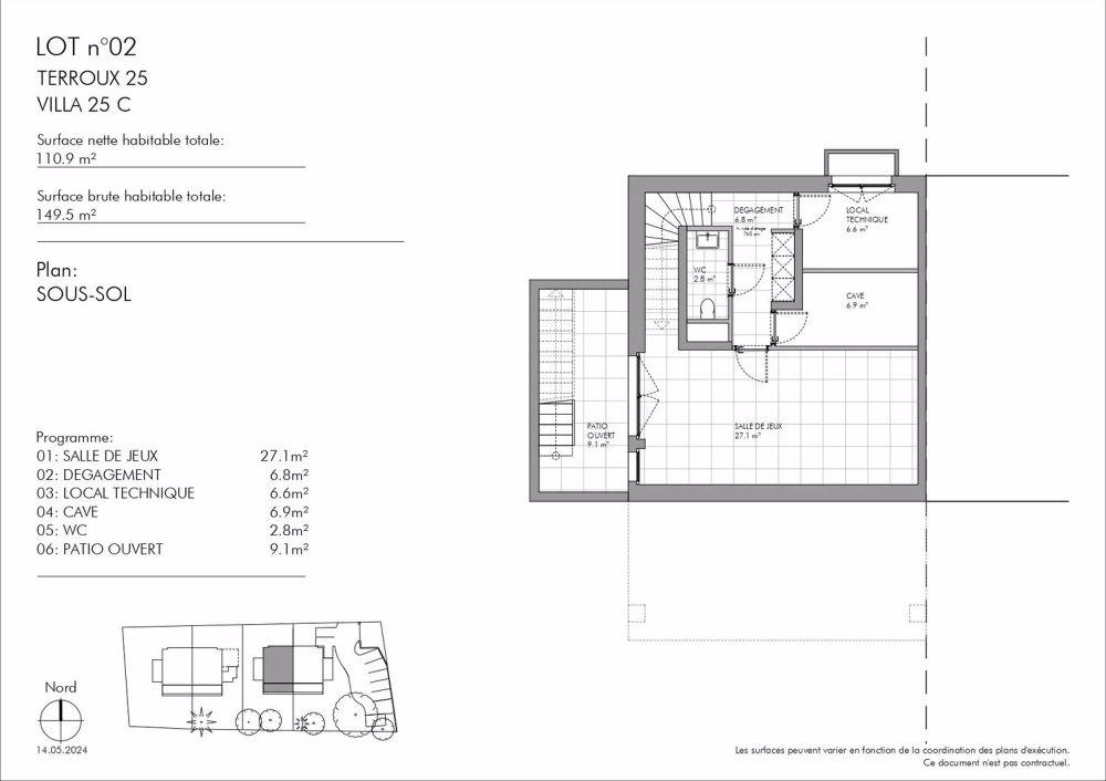 Surfaces:Utile:220/Habitable:150/Véranda:14/Balcon:8/Patio:5 à 9/Terrasse:11 - Bild 13