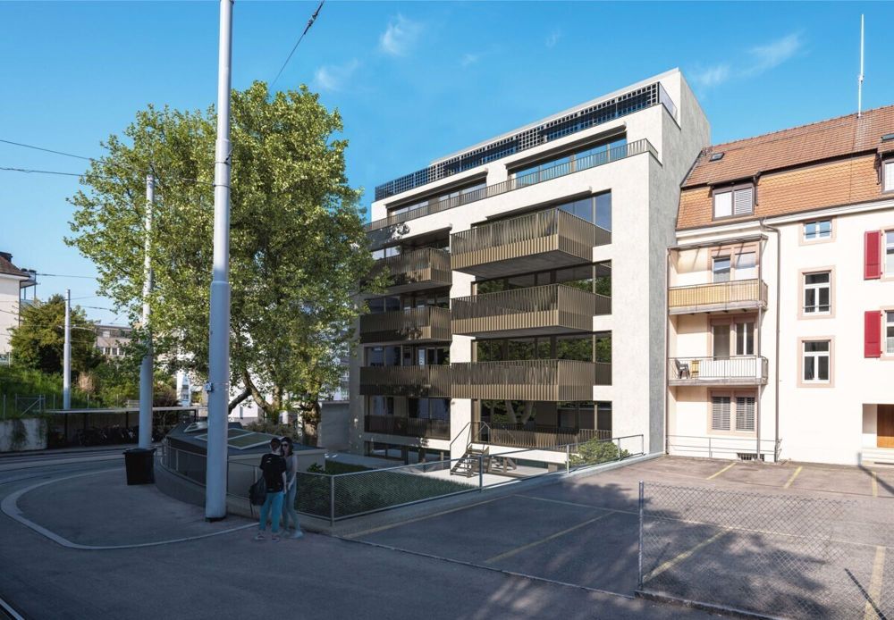 Moderne, helle Eigentumswohnung mit Balkon bei der Tramstation - Hochwertige Hoffassade