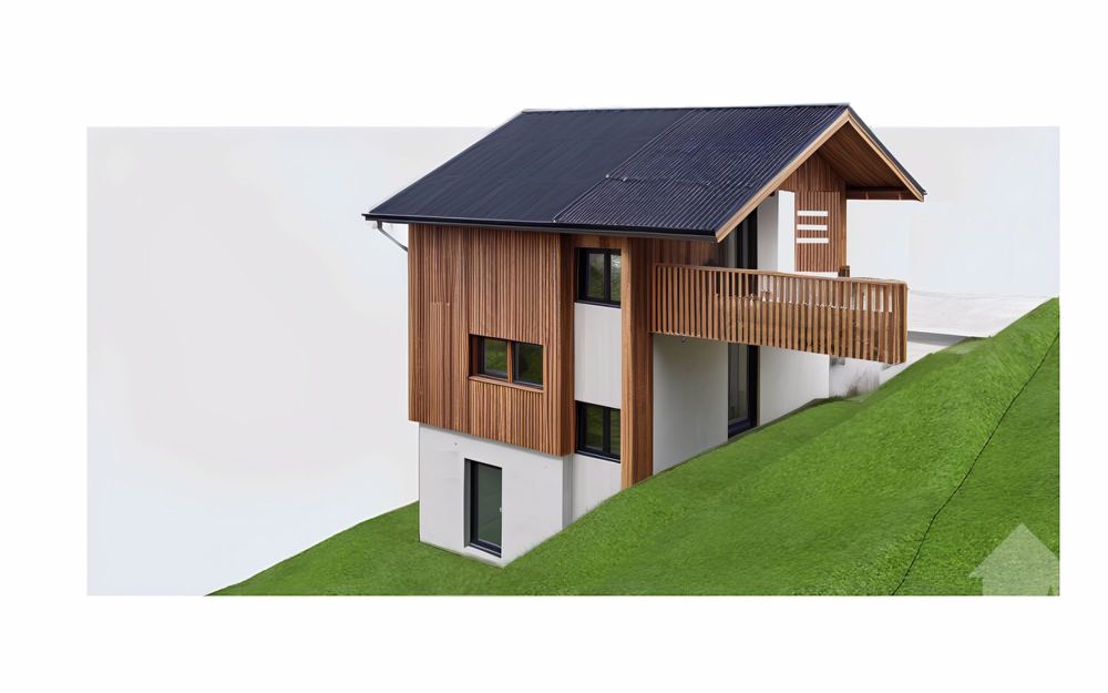 Torgon, chalet neuf 4.5 pièces avec garage ou couvert à voiture - Façade nord-est avec couvert