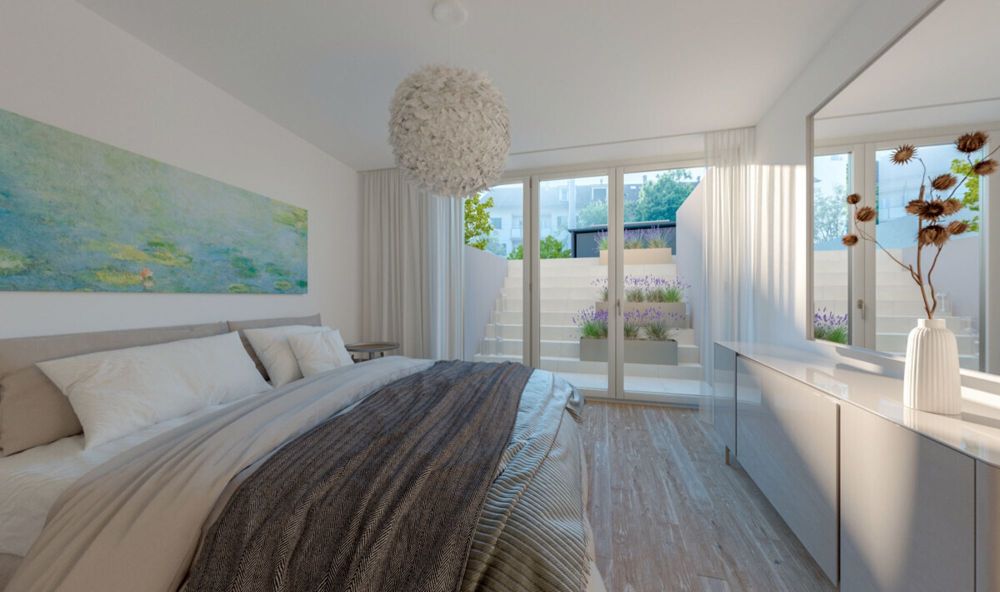 Moderne 4.4-Zi. Gartenwohnung nahe Tramstation Riehen - SG Schlafzimmer