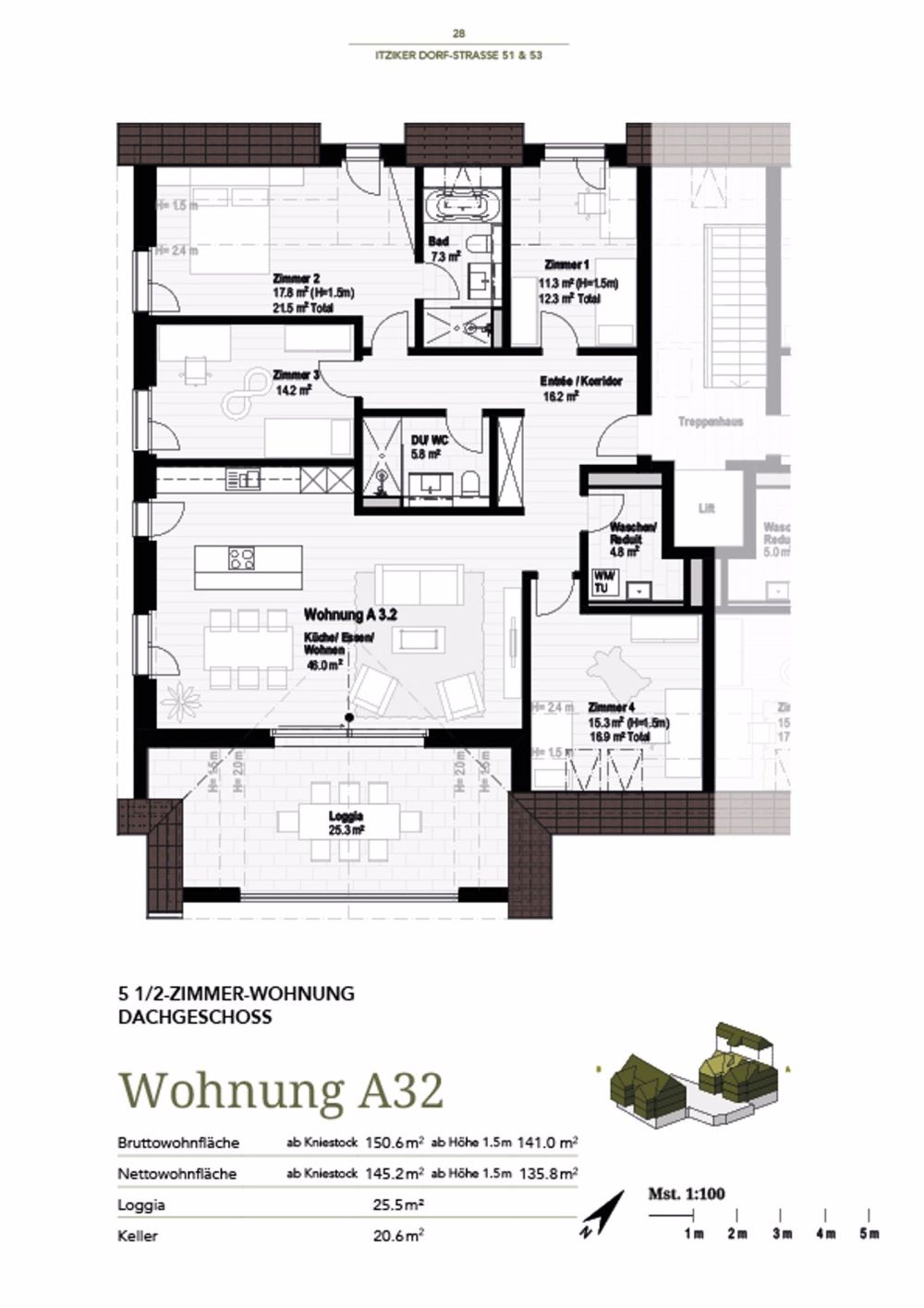 Grosse 5.5 Zimmer-Dach-Eigentumswohnung, 141m2 Wohnfläche - Bild 4
