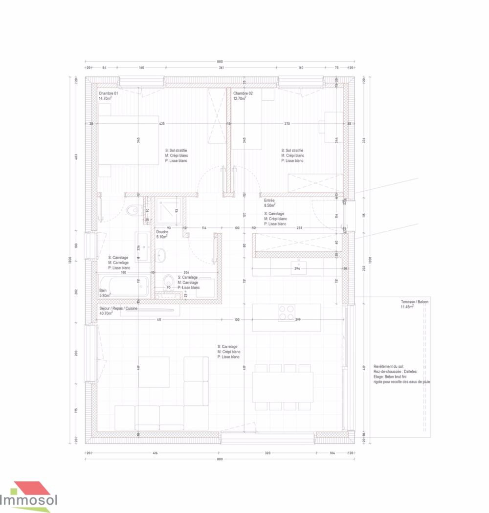 Appartement Neuf de 3,5 pièces avec terrasse et jardin ! - Immosol | Plan de l'appartement