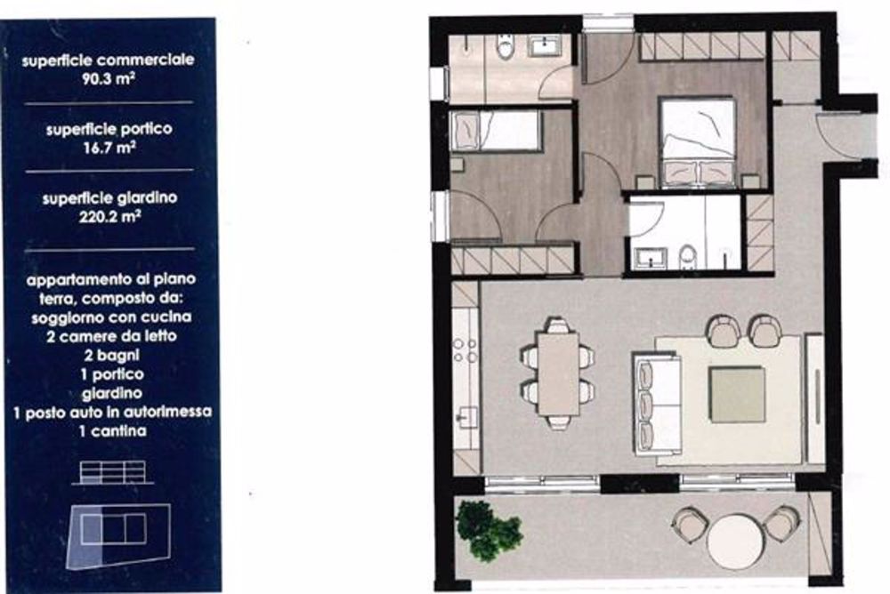 Rivera: Appartamento 3.5 locali - Planimetria