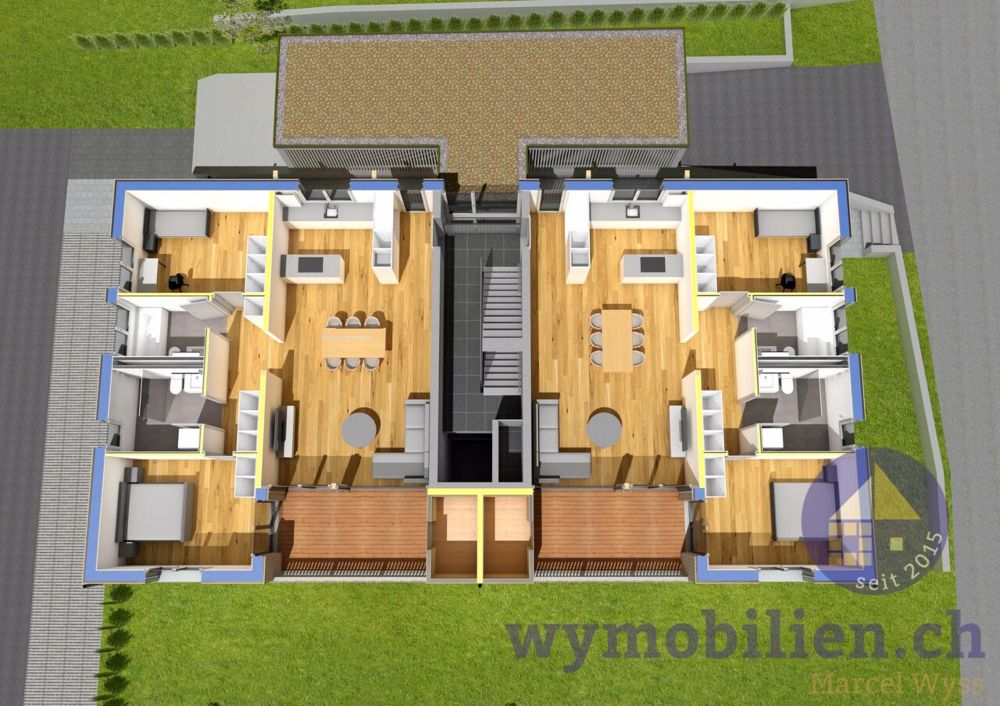 Wohnung mit priv. Gartenbereich - bezugsbereit ab Frühling 2026 - Grundriss 3D