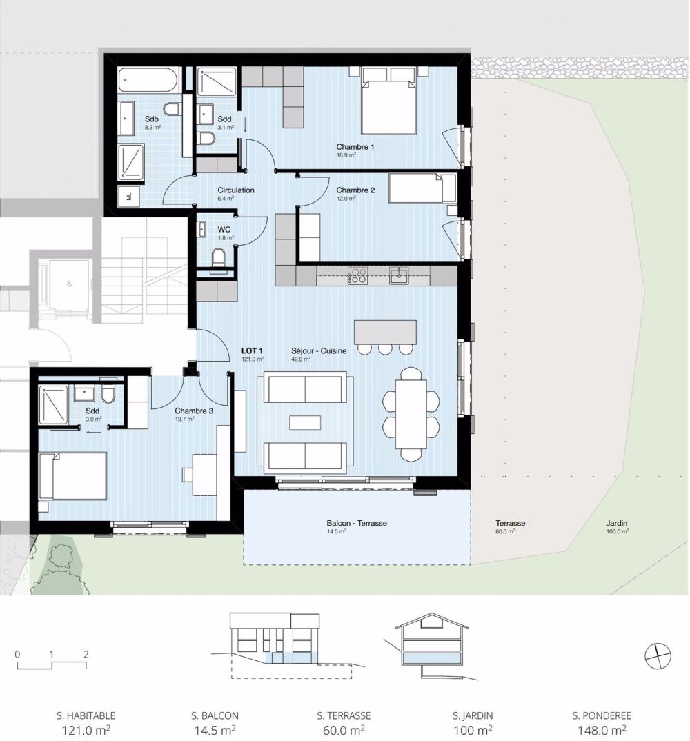 CHARDONNE - GROSSES 5.5 ZIMMER MIT GARTEN UND SCHÖNER SEESICHT - Bild 6