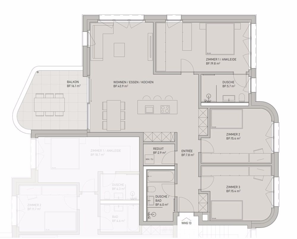 NEUBAU: 3.5- und 4.5-Zimmerwohnungen - OG 1 und 2 4.5-Zimmerwohnung 13 und 23