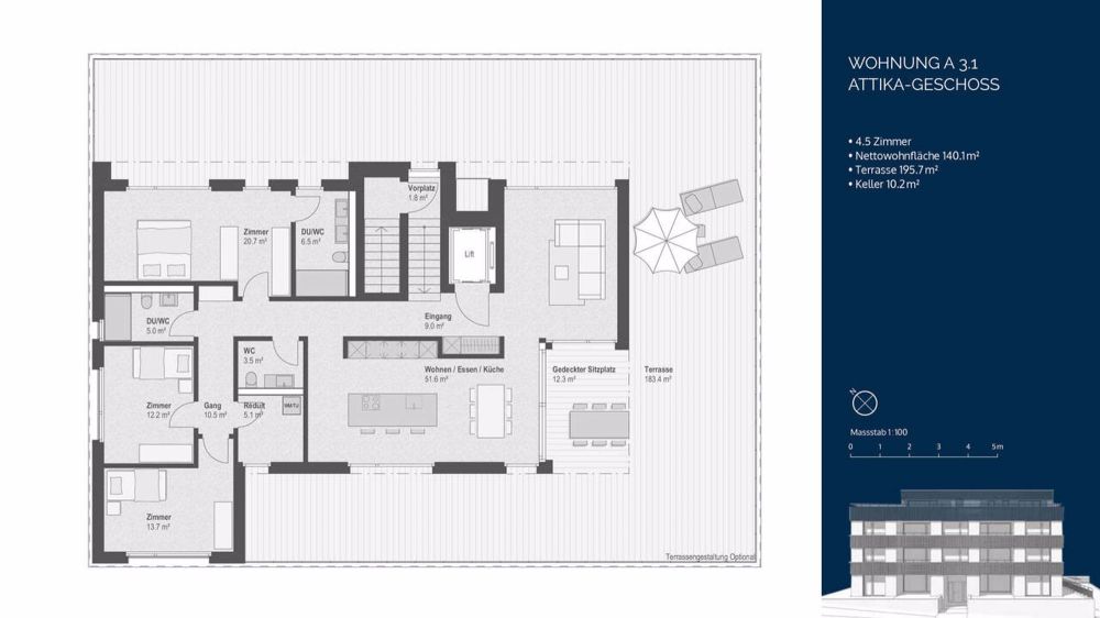 4½-Zimmer-Attikawohnung - mit Seesicht und grosser Terrasse - Bild 8