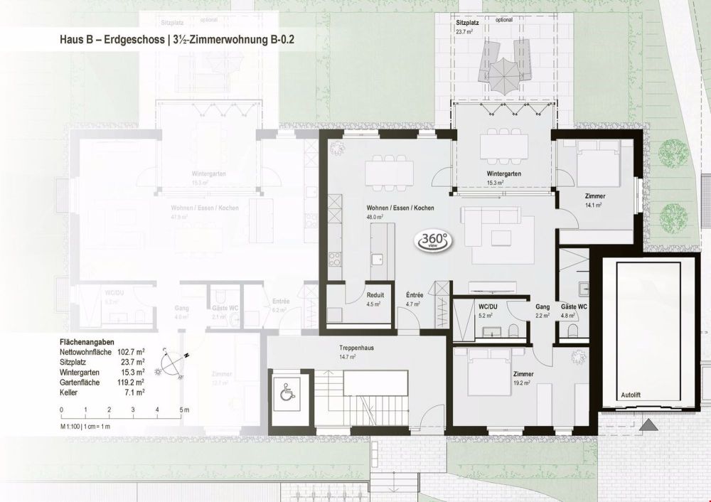 Top-3,5-Zimmer-Wohnung mit privatem Garten ! B02 - Bild 5