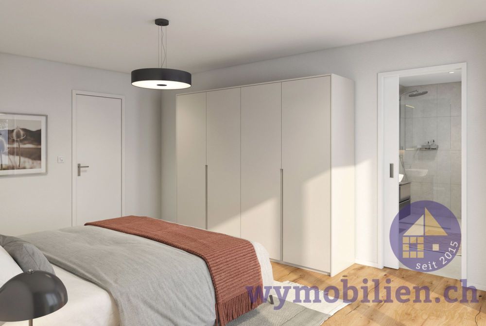 Wohntraum mit 4.5 Zimmer im 1. OG (Whg 522-3) - Einzug ab Sommer 2026 - Beispiel Schlafzimmer mit direktem Zugang ins Bad (Whg 2,4)