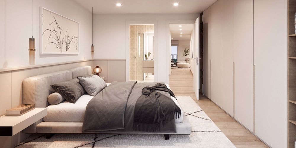 Appt PPE neuf de 3.5 pces avec balcon Campagne Pernod, lot B5 - Exemple d'agencement intérieur (image de synthèse)