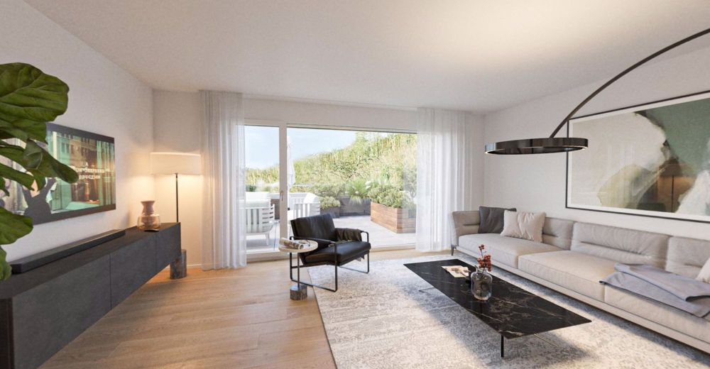 Dachterrassen-Glück: Stilvolle Attikawohnung an sonniger Lage - Wohnzimmer