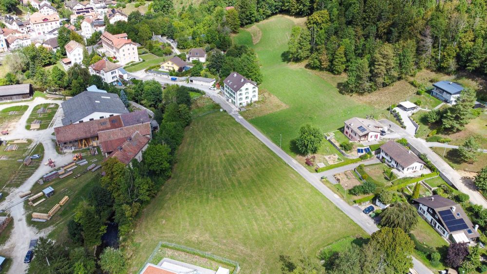 Villa neuve individuelle avec garage attenant Orientation Sud-Ouest - Vue aérienne du terrain