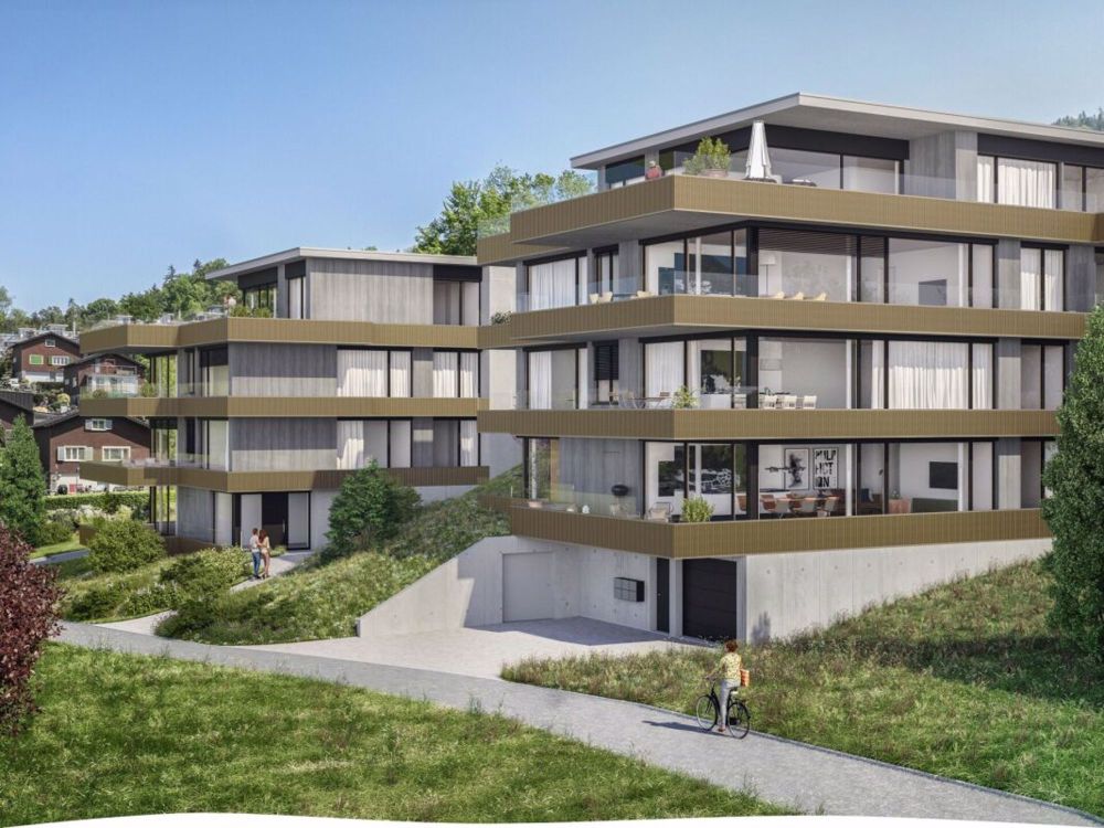 Schlossbach - 3.5 Zimmer Maisonette-Wohnung A102 - Visualisierung Ansicht West