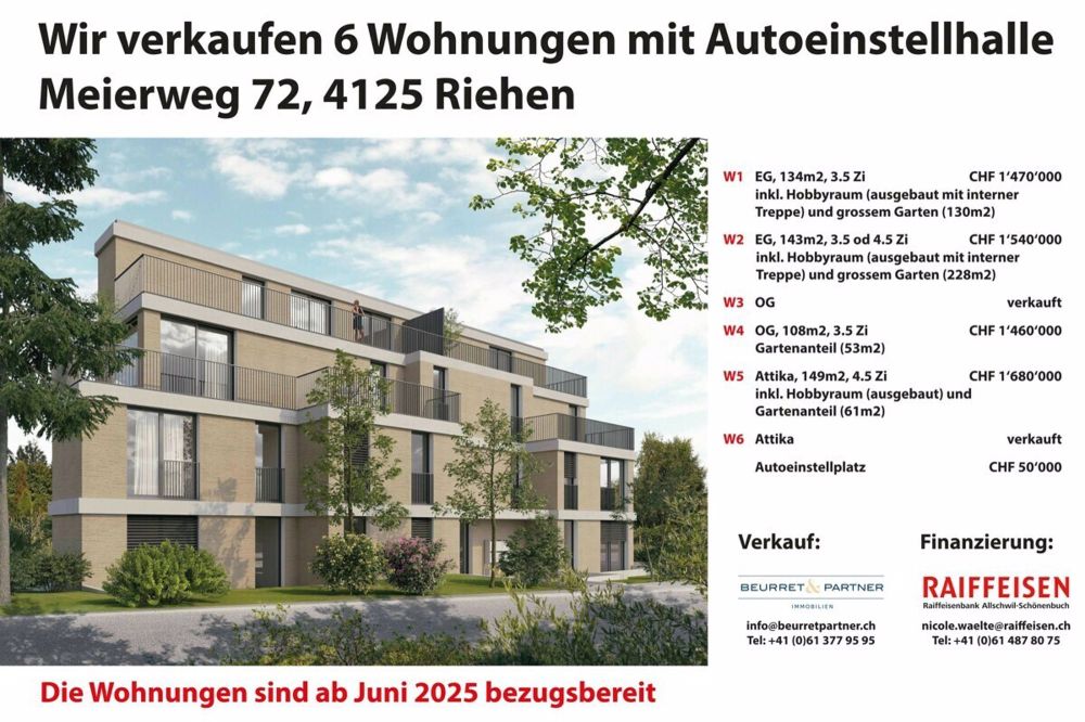3.5-Z.-Gartenwohnung (W1) mit gr. Hobbyraum u. Keller, schönem Garten - noch freie Wohnungen per 8.24