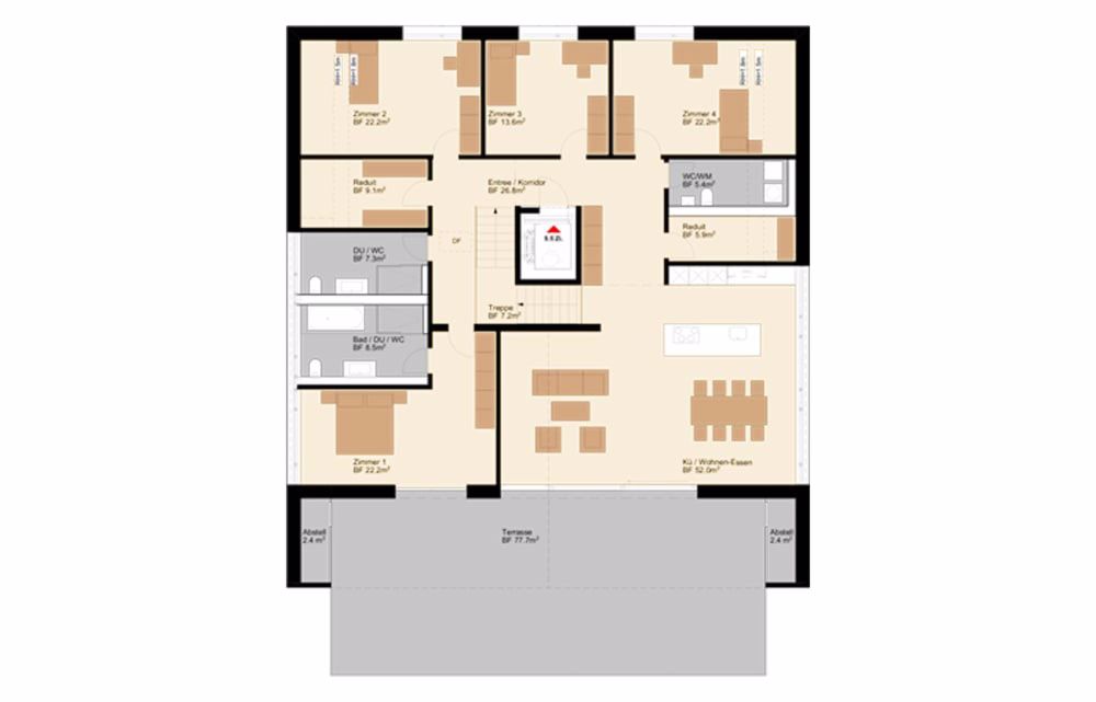 Spektakuläre 5,5-Zimmer Dachgeschosswohnung mit Sonnenterrasse (Top A2.1) - Bild 7