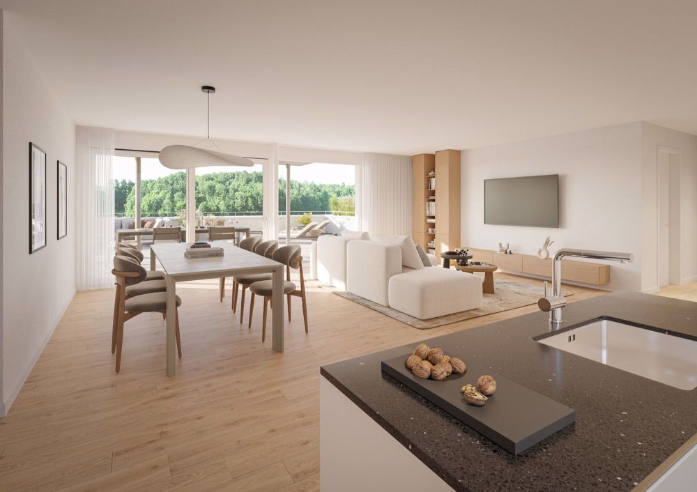 Wohnen mit Weitblick Terrassiert, Hochwertig, Individuell - Wohnzimmer Terrassenwohnung 3.2
