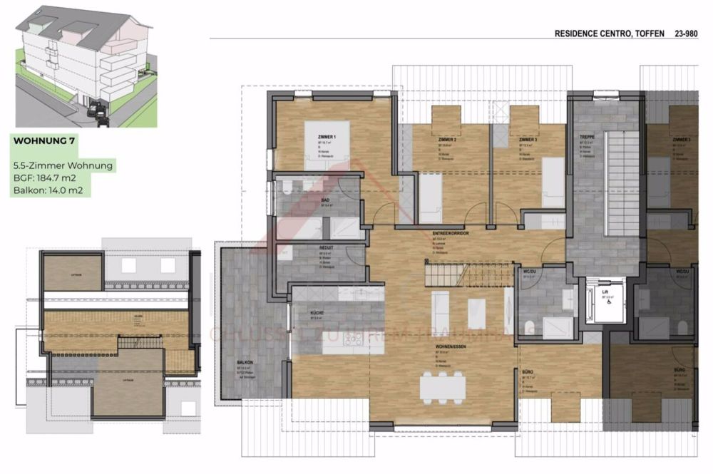 5½-Zimmer-Dachwohnung mit Galerie, Panorama und Privatsphäre - «RESIDENCE CENTRO» Nord - Bild 11
