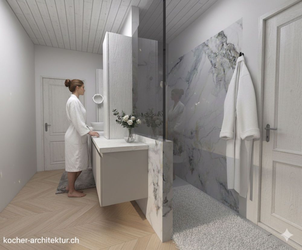 Modern, Clever & Aussichtsreich, in 2565 Jens entstehen drei hochwertige Upside-Down-Einfamilienhäuser mit Panoramasicht im lichtdurchfluteten Wohngeschoss im OG, Dusche en Suite im Schlafzimmer, DG … - Bild 4