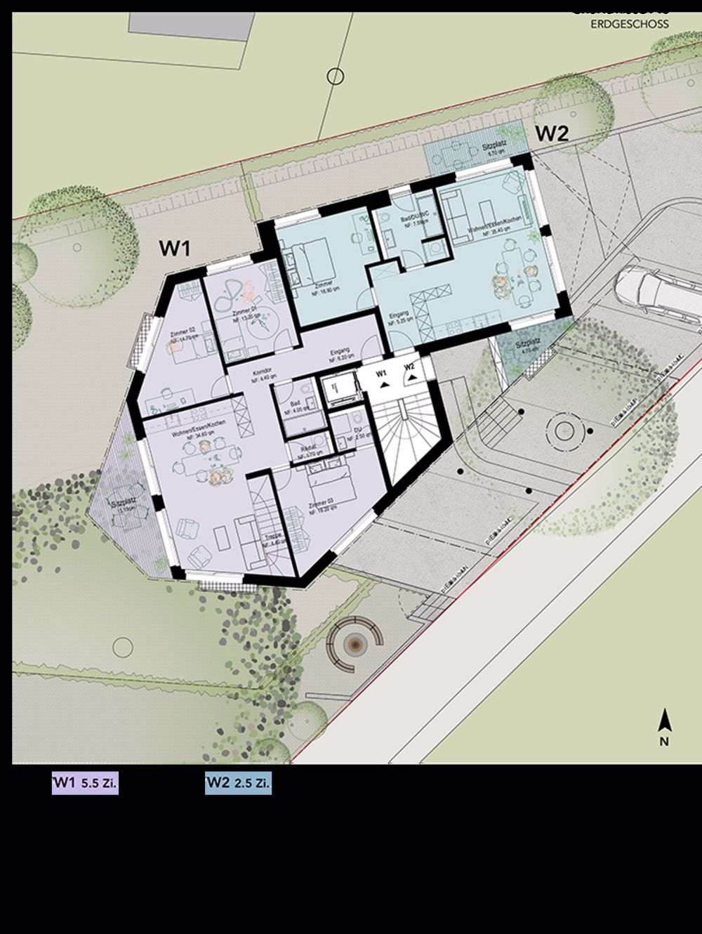 Helle und grösszügige 2.5-Zimmer-Wohnung mit Weitsicht und Garten mit 63qm - W2 - Bild 9