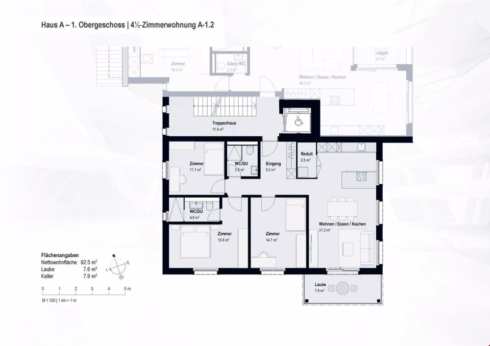 Attraktiv und behaglich : 4,5-Zimmer-Wohnung mit Laube ! A-1.2 - Bild 6