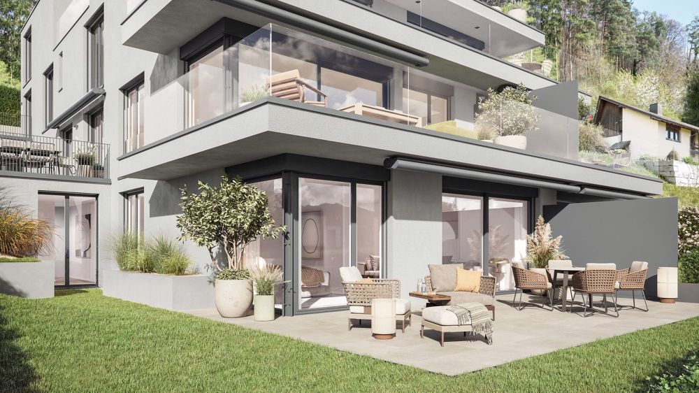 Wohnen mit Stil und Aussicht: 4.5-Zimmer-Neubau mit privatem Garten - Walde Immobilien AG