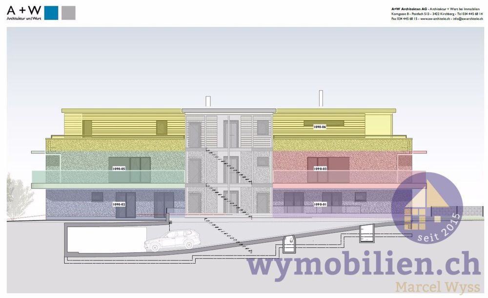 2.5-Zimmer-Wohnung OG Mitte Süd mit 99.1m² Nutzfläche (1090-04) - Fassade Nord