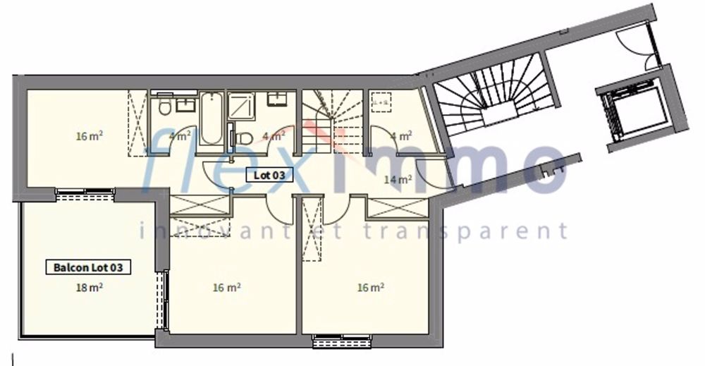 Magnifiques Duplex-Wohnung mit Balkon und großer Terrasse - Plan niveau 1 - image non contractuelle