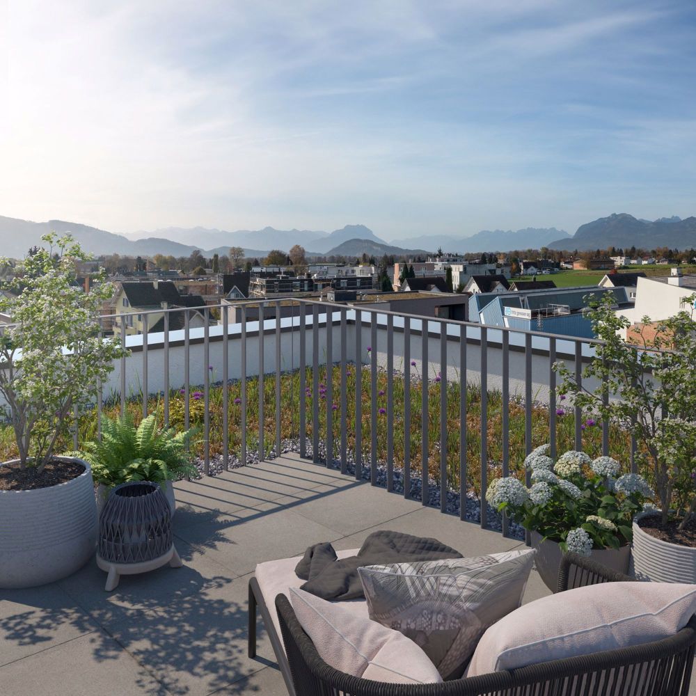 Weitsicht aus sonniger 3.5 Zimmer Attika Wohnung mit Dachterrasse - Bild 1
