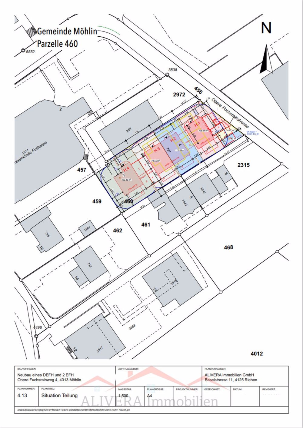 Modernes, Einfamilienhaus in Möhlin Haus 4 - Situations Plan