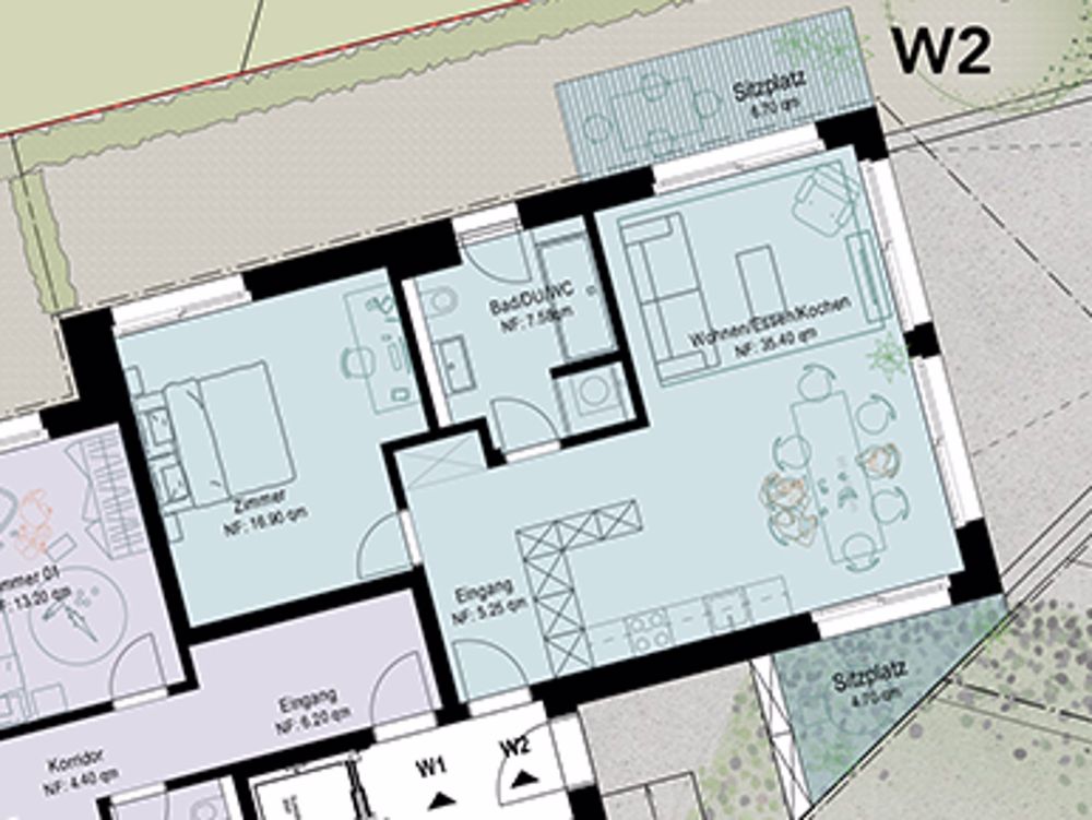 Helle und grösszügige 2.5-Zimmer-Gartenwohnung mit Weitsicht - W2 - Bild 10