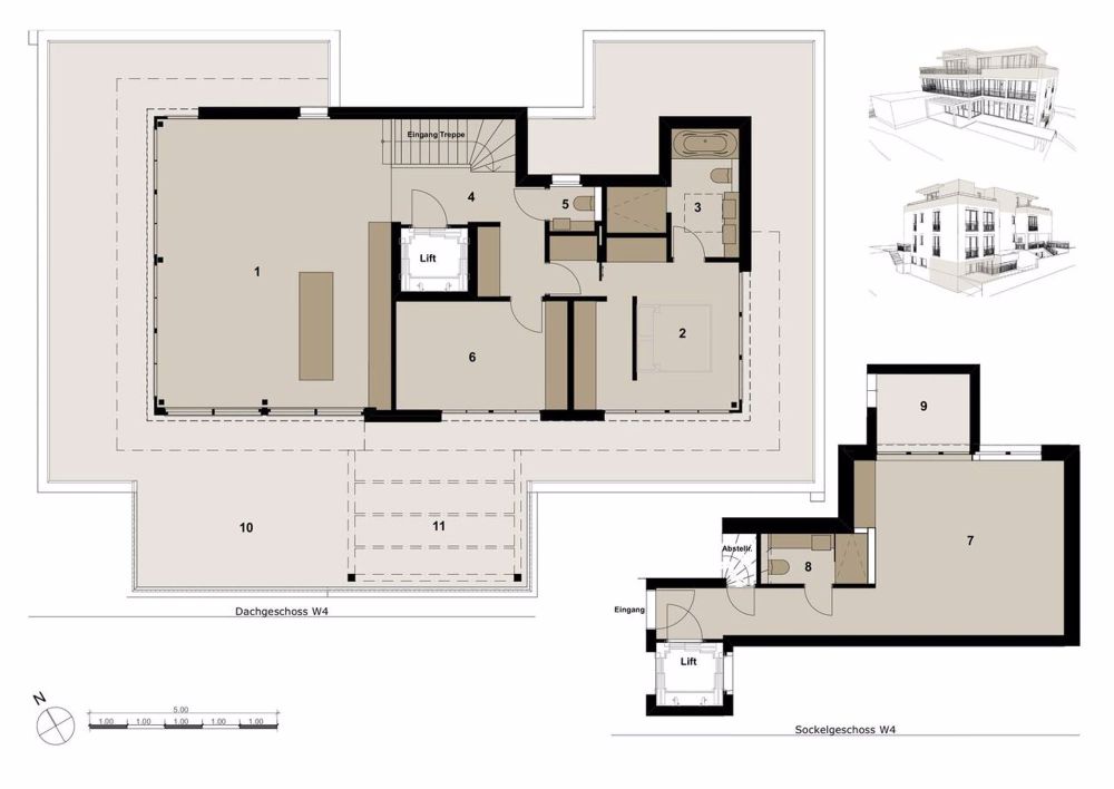 Exklusive 4.5-Zimmer-Attikawohnung mit atemberaubender Dachterrasse - Grundriss Attika