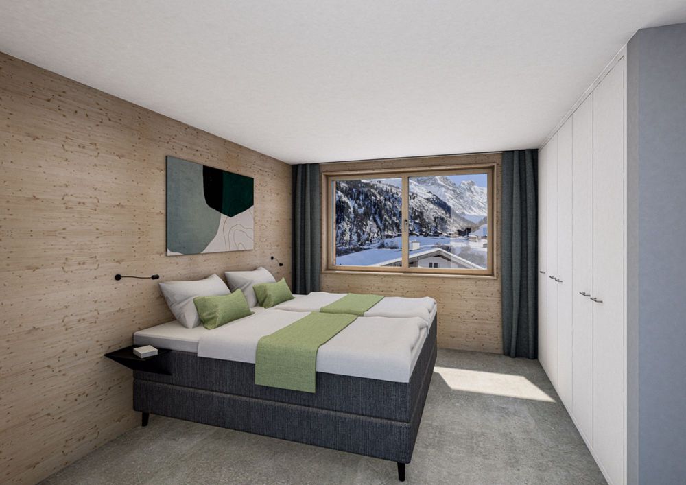 Natürlich Nachhaltig - Neue Ferienapartments an der Skipiste - Visualisierung_Schlafzimmer