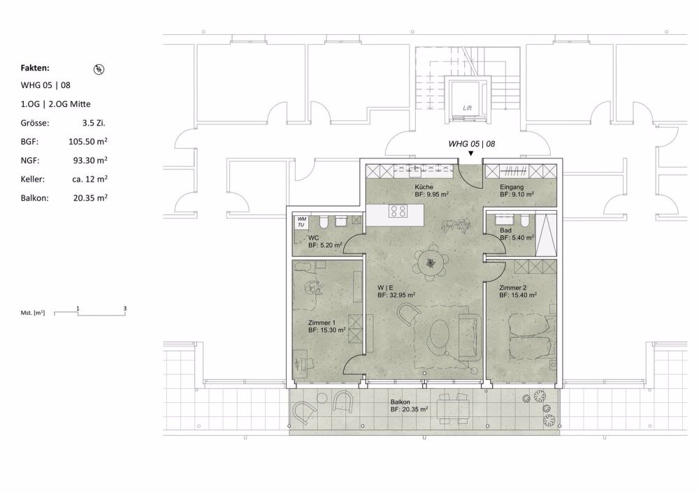 3.5-Zimmer-Wohnung im 2. OG mit verglaster Loggia - Bild 6